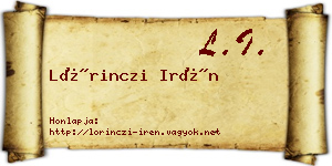 Lőrinczi Irén névjegykártya